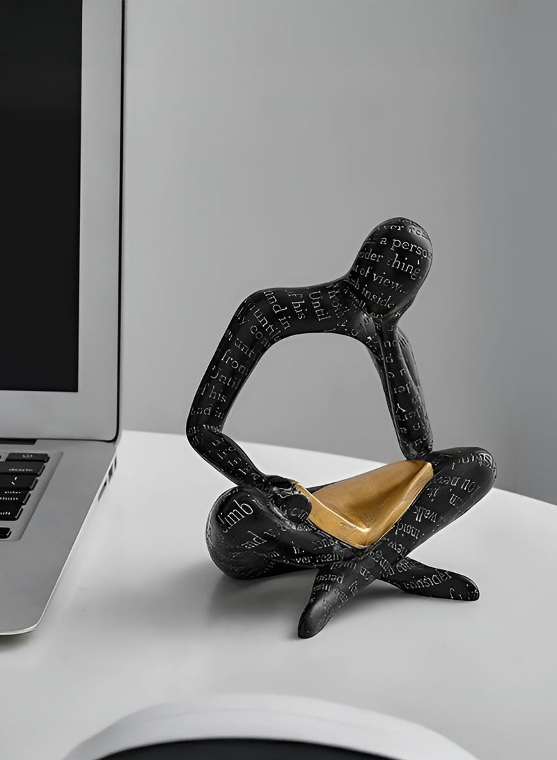 Abstract Thinker Statue Vintage Decor Reading Book Figurines Resin Art Sculpture Modern Home Decor Black  - Image 3