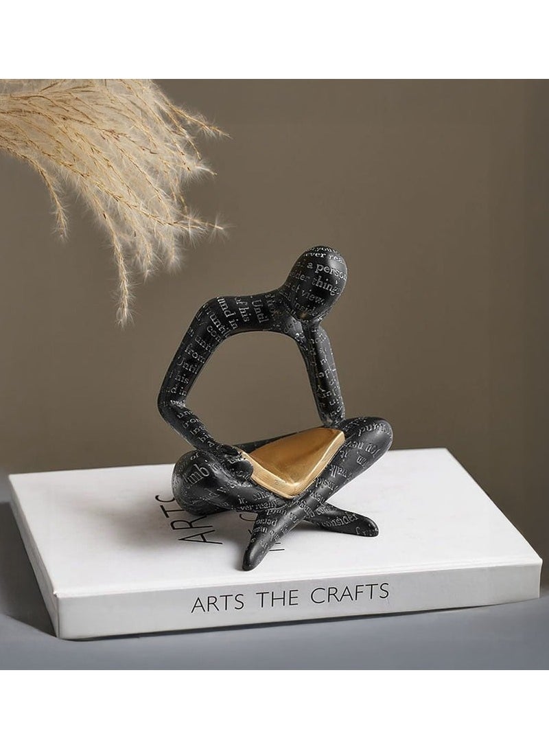 Abstract Thinker Statue Vintage Decor Reading Book Figurines Resin Art Sculpture Modern Home Decor Black  - Image 4