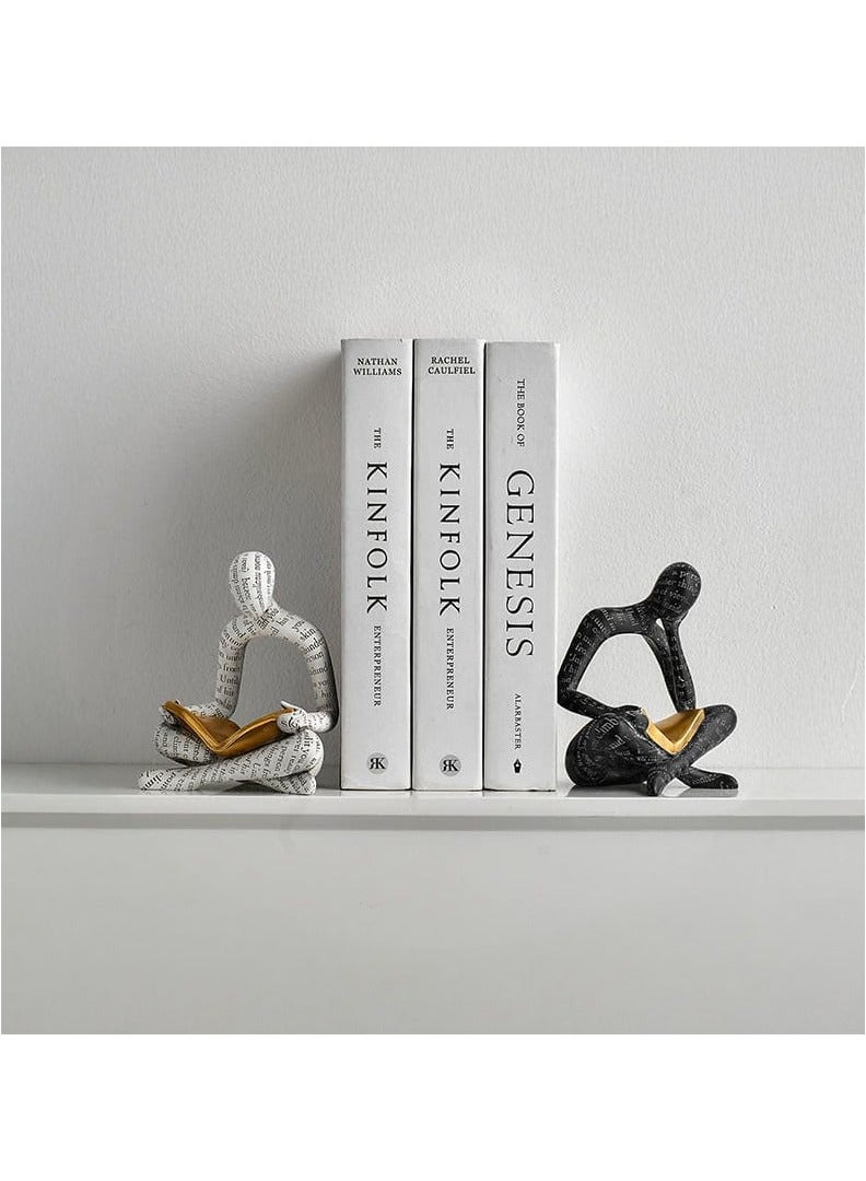 Abstract Thinker Statue Vintage Decor Reading Book Figurines Resin Art Sculpture Modern Home Decor Black  - Image 5