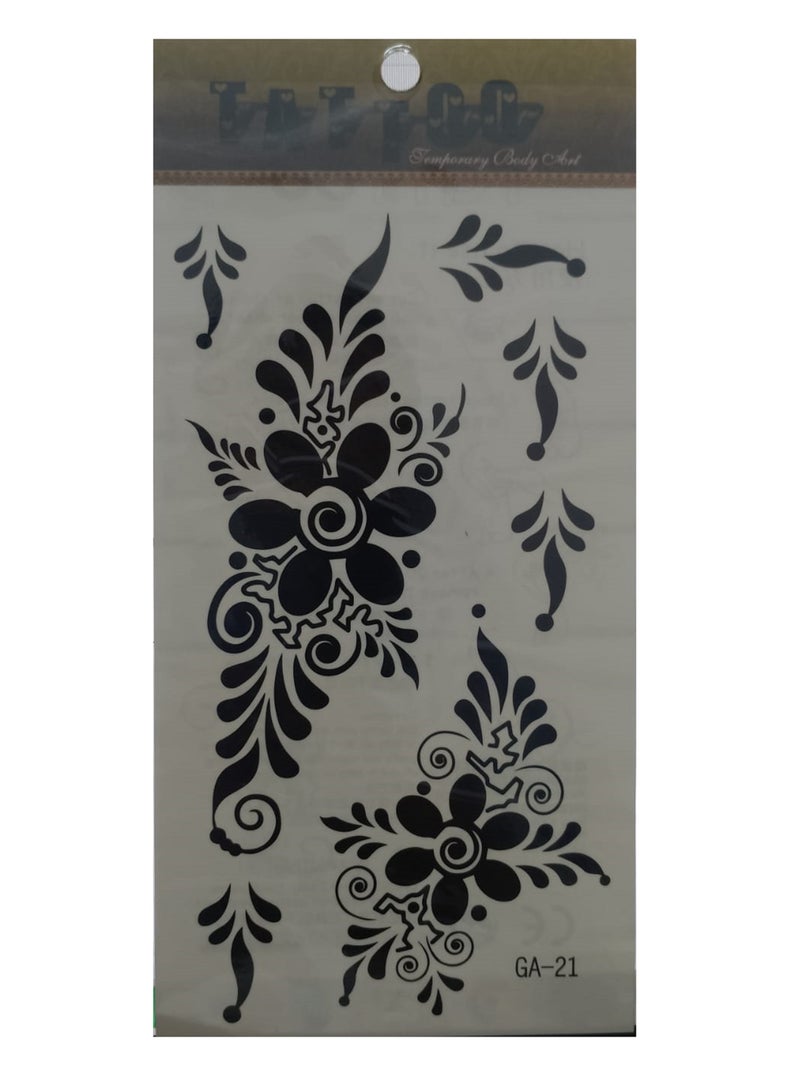 Generic Tattoo Sticker Bold Floral & Leaf Swirl Tattoo