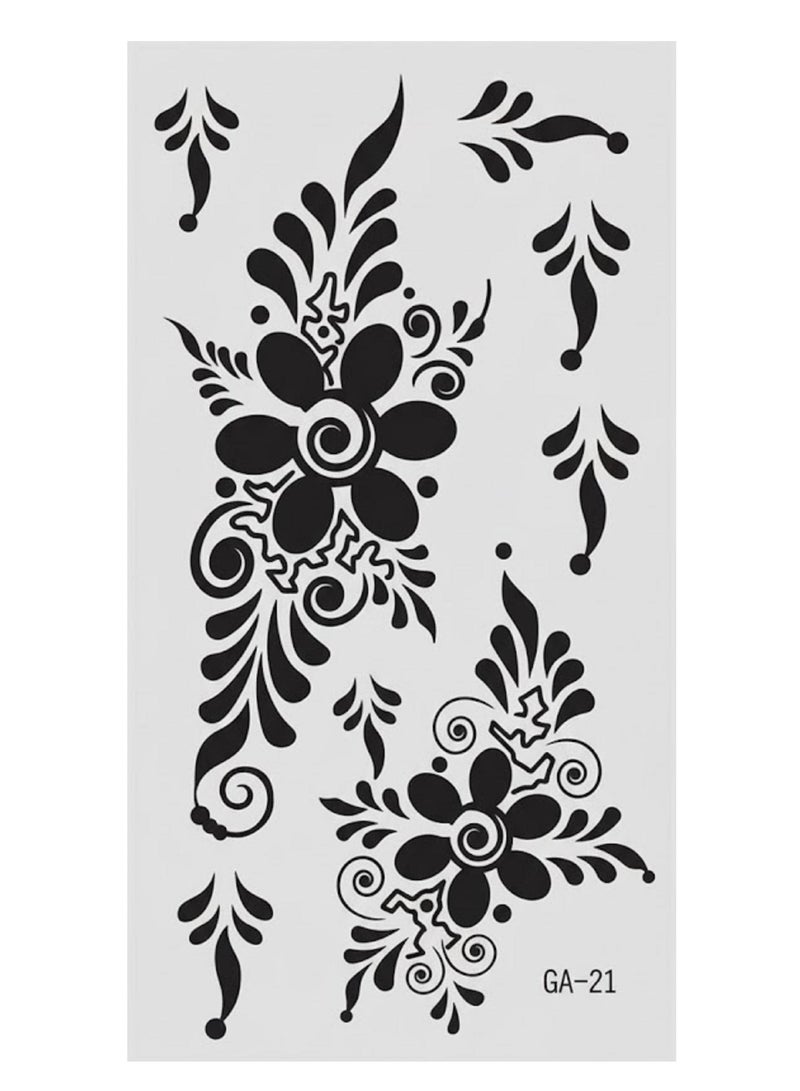 Tattoo Sticker Bold Floral & Leaf Swirl Tattoo - Image 1