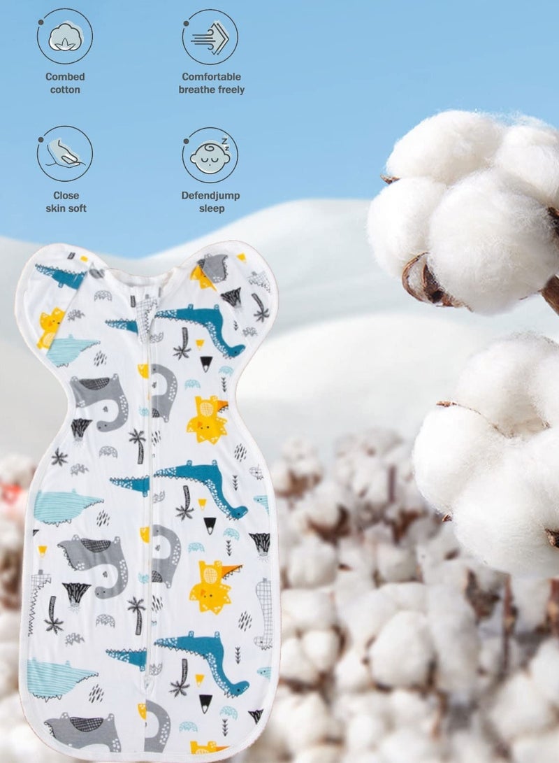 joybuy Baby Swaddle Size M, Baby Sleeping Bag, Baby Sleeping Bag with Arms, Newborn Swaddle 2-Way Zipper All-In-One, Suitable for Baby 3-9 Months, Suitable for Baby Weight 5-7.5kg (Jurassic Pattern)  - Image 4