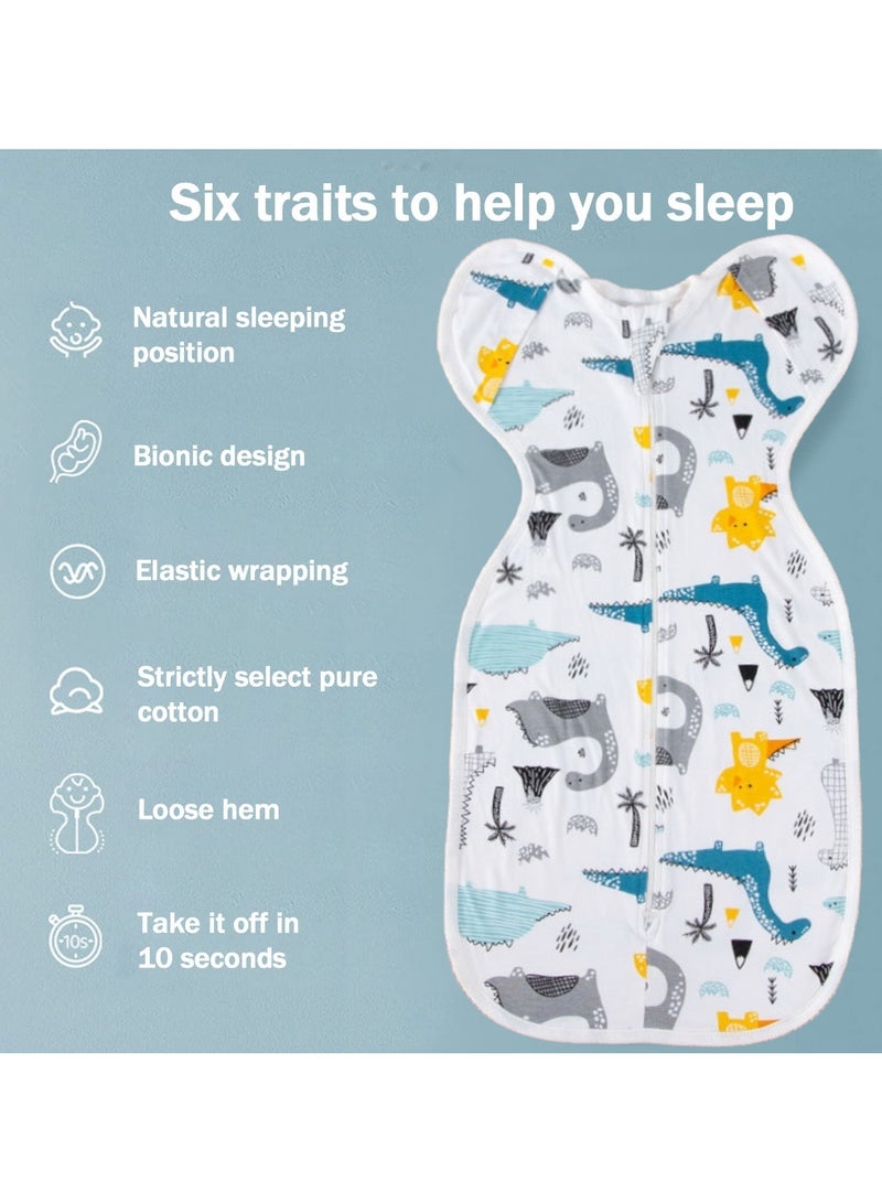 joybuy Baby Swaddle Size M, Baby Sleeping Bag, Baby Sleeping Bag with Arms, Newborn Swaddle 2-Way Zipper All-In-One, Suitable for Baby 3-9 Months, Suitable for Baby Weight 5-7.5kg (Jurassic Pattern)  - Image 5