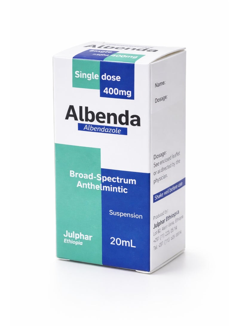 ألبيندا 400 ملغ معلق فموي 20 مل - علاج واسع النطاق للتخلص من الطفيليات المعوية