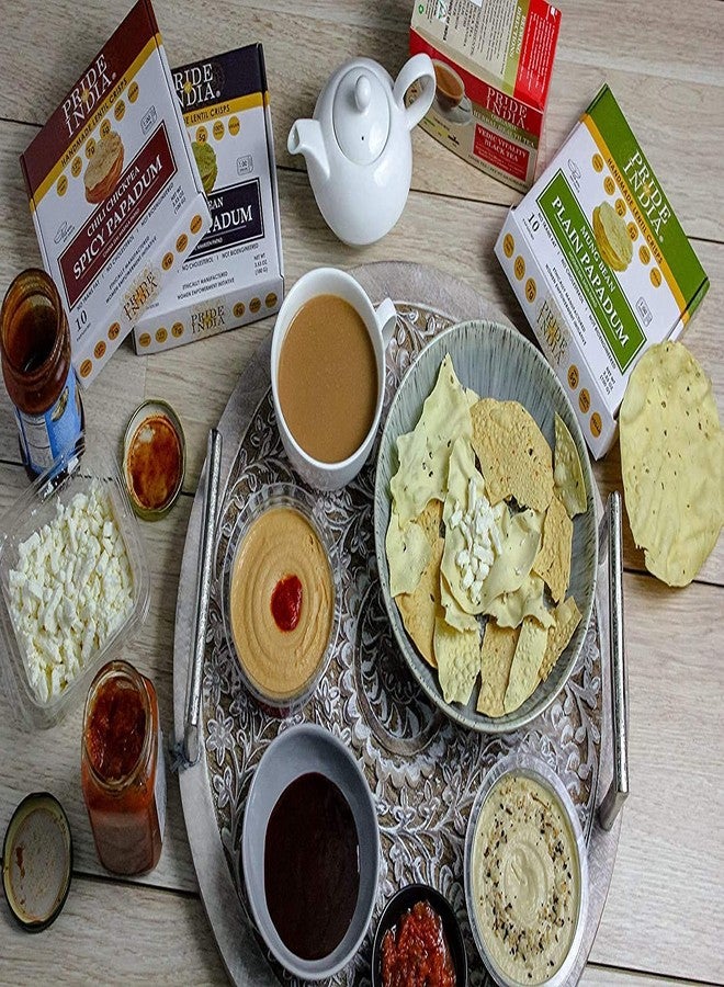 Pride Of India - Tikka Curry Mung Bean Papadum Lentil Crisp, Pack of 6-10 count (3.53oz - 100gm) - Instant Microwaveable Vegan Healthy Crackers | Tastes like Indian Curry Sauce | Mild Spice Level - Image 4
