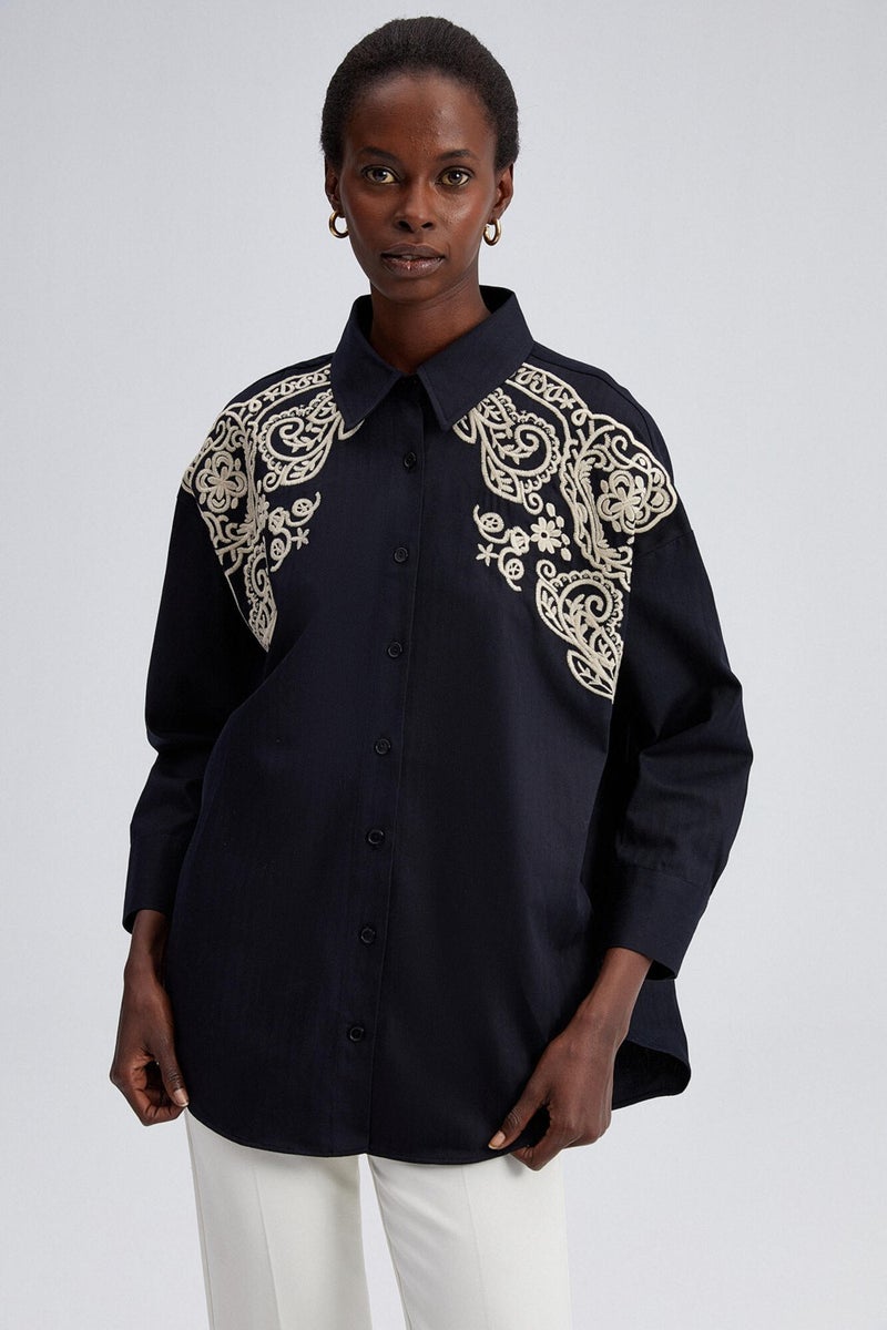 Touche Front Embroidered Oversize Shirt  - Image 1