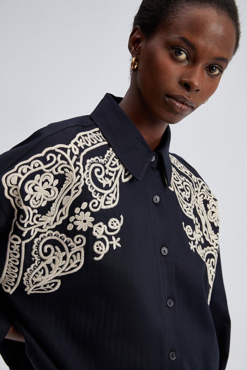 Touche Front Embroidered Oversize Shirt  - Image 5