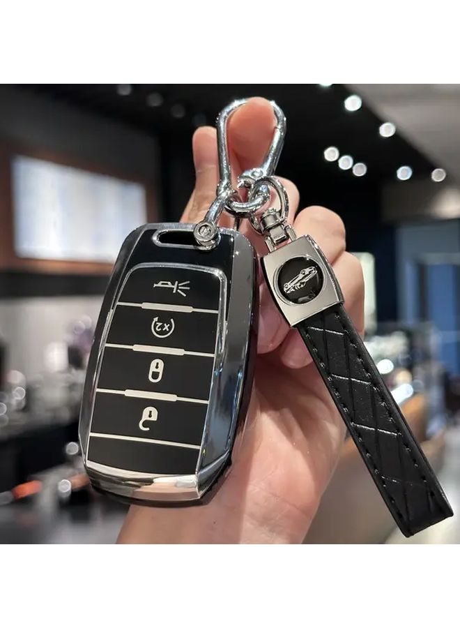 Black Key Fob Cover With Lanyard For Dodge Ram 1500 2500 3500 5500 Protective Shell - Image 1