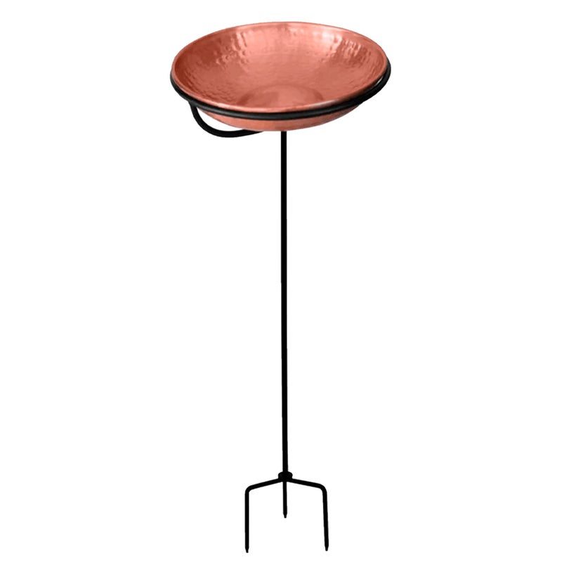 Monarch Abode Pure Copper Hand Hammered Standing Bird Bath and Feeder wIron Stand 34inch Detachable Iron Stand Outdoor Birdbath and Birdfeeder for Garden Backyard Patio Deck Bird Water Feeder