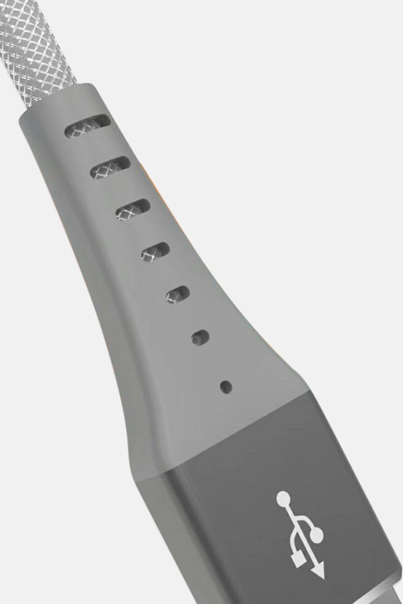 MOXOM CC-72 Knitted Coating Type-C Charger Cable, Silver - Image 3