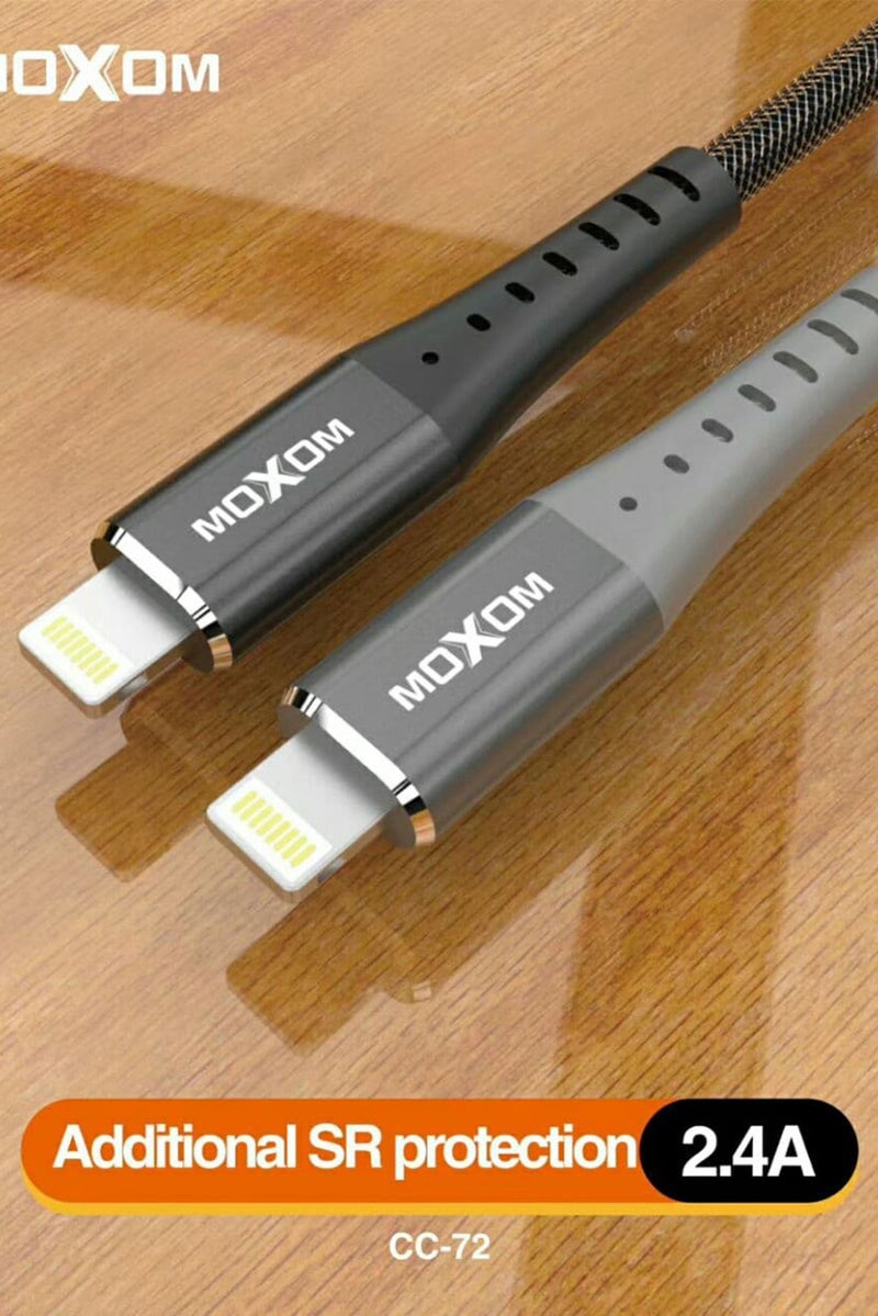 MOXOM CC-72 Knitted Coating Type-C Charger Cable, Silver - Image 2