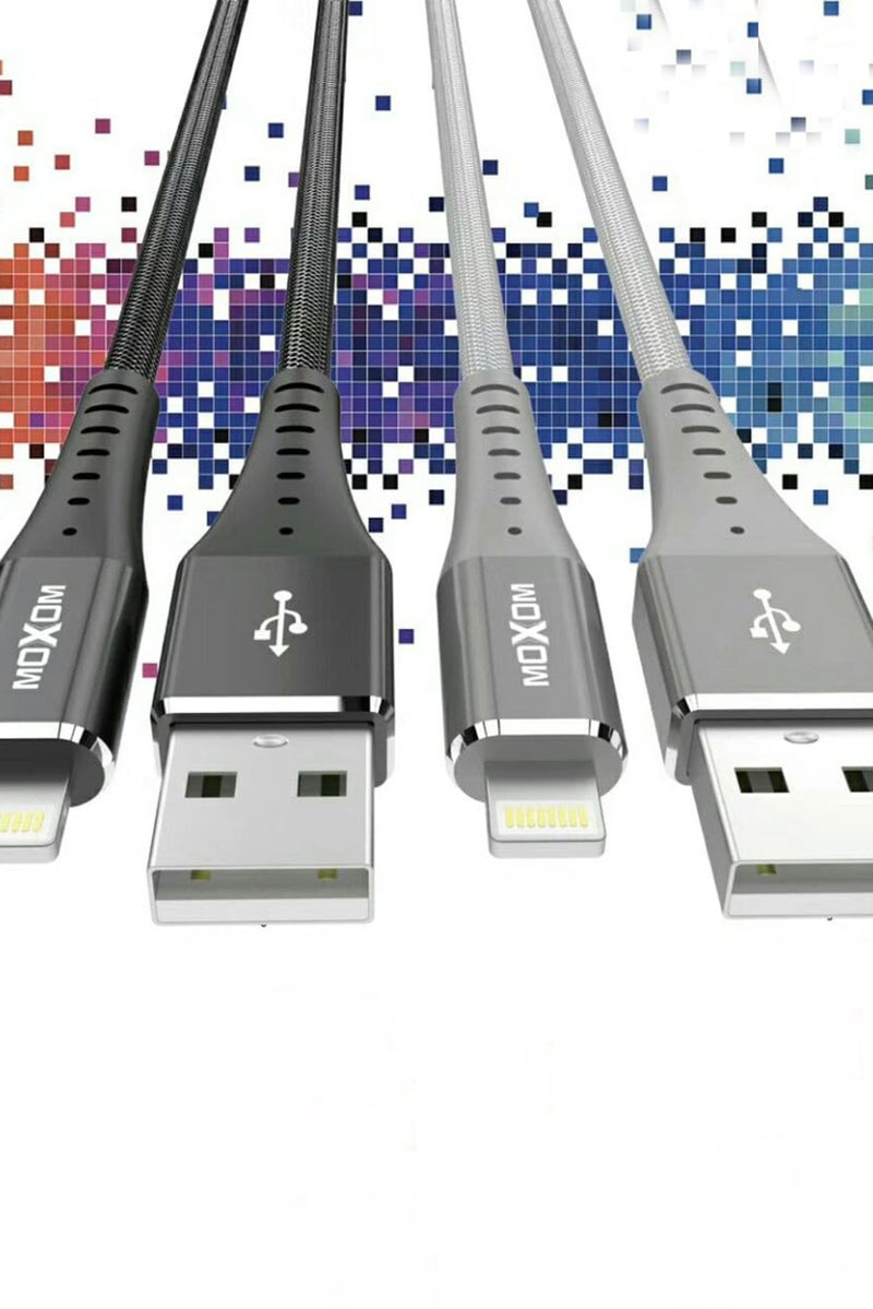 MOXOM CC-72 Knitted Coating Type-C Charger Cable, Silver - Image 4