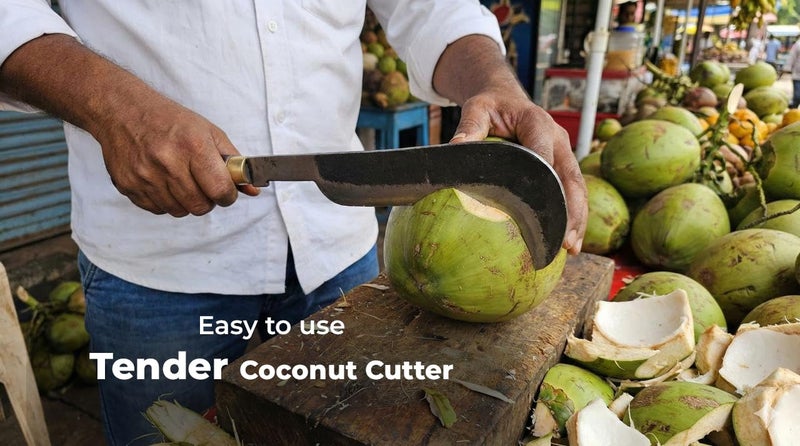 GONATURS Slim Hooked Tender Coconut Cutting Kitchen Knife | Traditional Alloy Steel Knife with Wooden Handle | Ideal for Tender Coconut Cutting & Kitchen Use (7 INCH) - Image 4