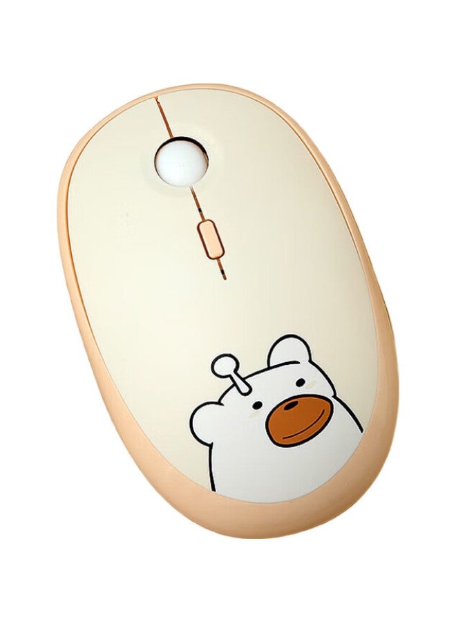 Geezer Hello Bear Wireless Retro Punk Keyboard And Mouse Set, Cute Office Keyboard And Mouse Set, Mouse, Computer Keyboard, Laptop Keyboard, Milk Tea Color - Image 2