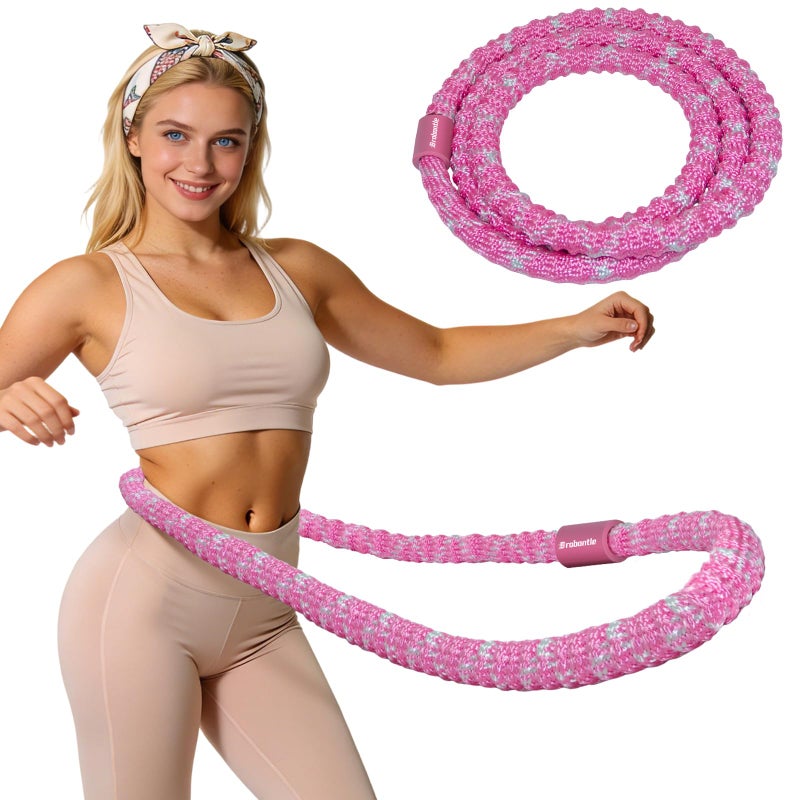 Brobantle Soft Fitness Spring Hoop for Women Weight Loss, 3.3 lbs Weighted Exercise Infinity Hoop, Foldable and Portable Hula Circle Hoops for Home Travel (Pink) - Image 1