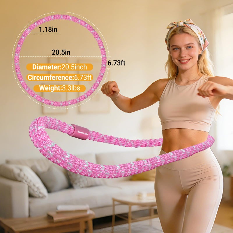 Brobantle Soft Fitness Spring Hoop for Women Weight Loss, 3.3 lbs Weighted Exercise Infinity Hoop, Foldable and Portable Hula Circle Hoops for Home Travel (Pink) - Image 5