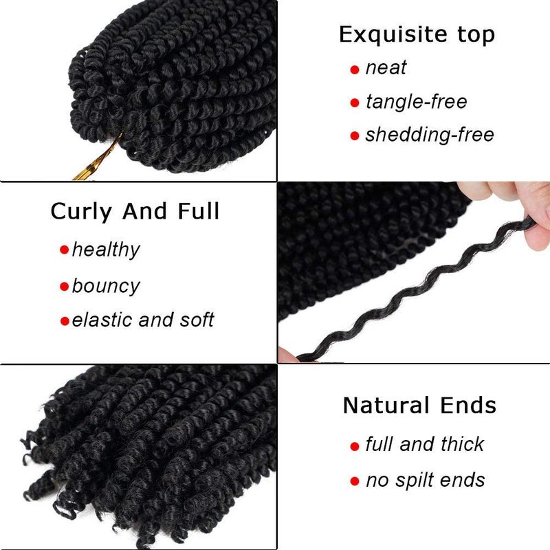 Beyond Beauty Spring Twist Crochet Hair 90strands 8 Inch Fluffy Spring Twists Braiding,Spring Twist Crochet Braids Bomb for Black Women (1B) - Image 4