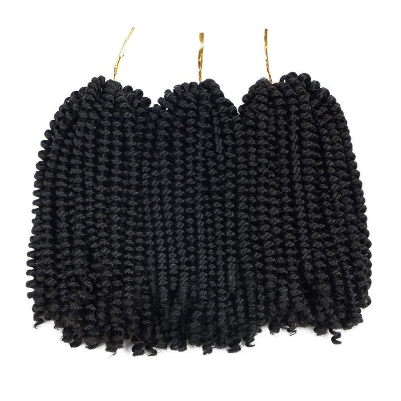 Beyond Beauty Spring Twist Crochet Hair 90strands 8 Inch Fluffy Spring Twists Braiding,Spring Twist Crochet Braids Bomb for Black Women (1B) - Image 1