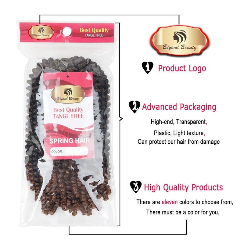 Beyond Beauty Spring Twist Crochet Hair 90strands 8 Inch Fluffy Spring Twists Braiding,Spring Twist Crochet Braids Bomb for Black Women (1B) - Image 2