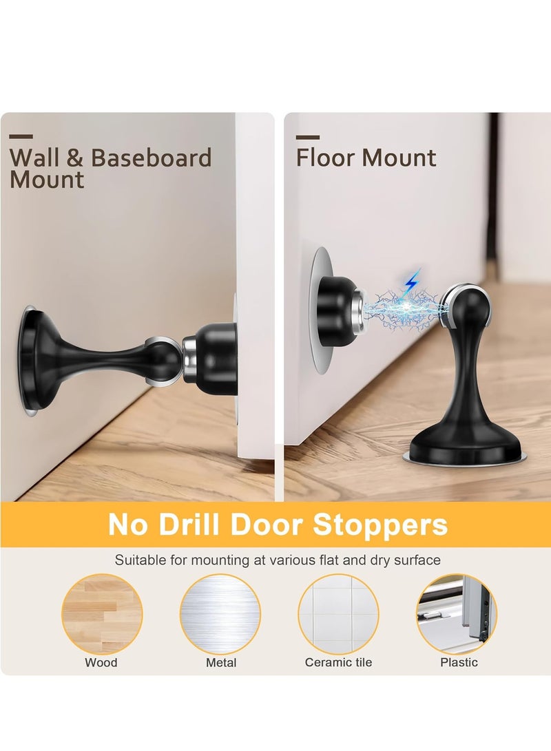 RATSAW Magnetic Door Stoppers Stainless Steel Door Stops for Wall and Floor Mounting Door Holder Keep Door Open No Drilling Door Stop with 3D Adhesive Tapes Black - Image 4