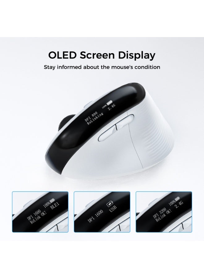 Wireless Bluetooth ergonomic vertical charging dual-mode mouse business office computer 6400DPI photoelectric mouse - Image 4
