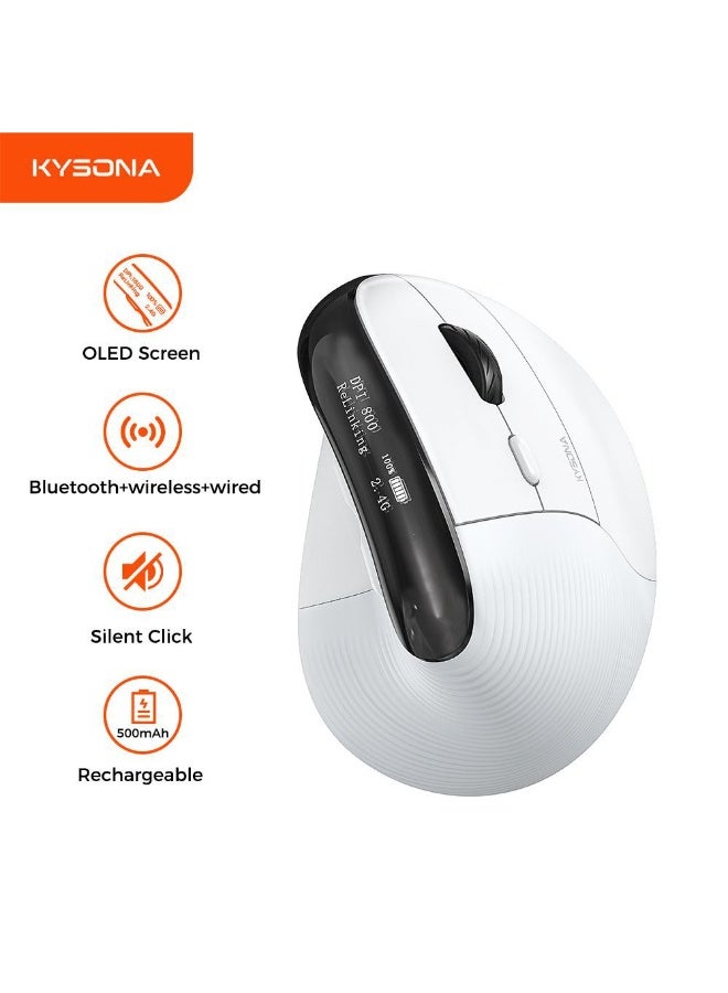 Wireless Bluetooth ergonomic vertical charging dual-mode mouse business office computer 6400DPI photoelectric mouse - Image 2
