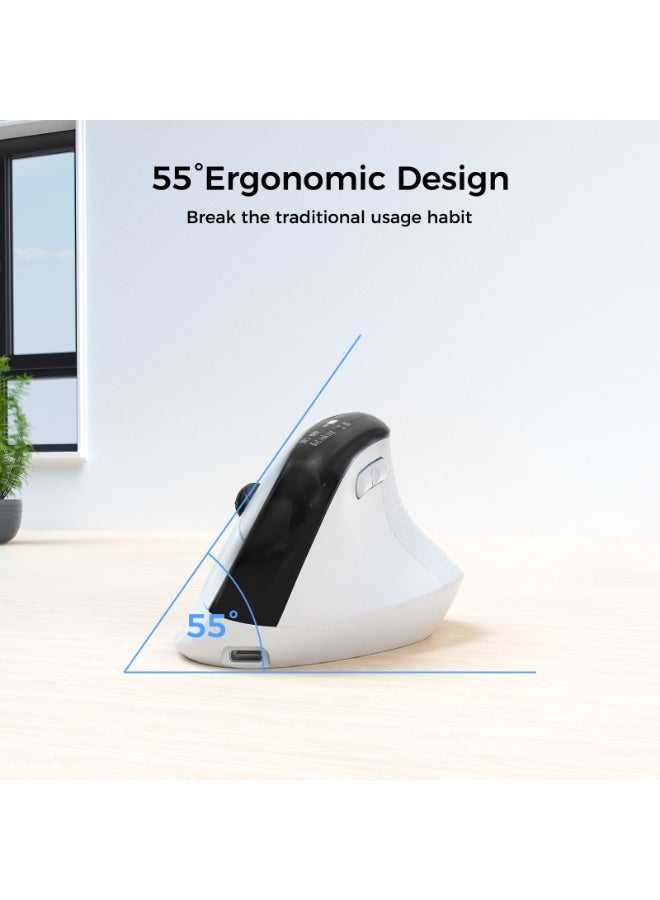 Wireless Bluetooth ergonomic vertical charging dual-mode mouse business office computer 6400DPI photoelectric mouse - Image 3