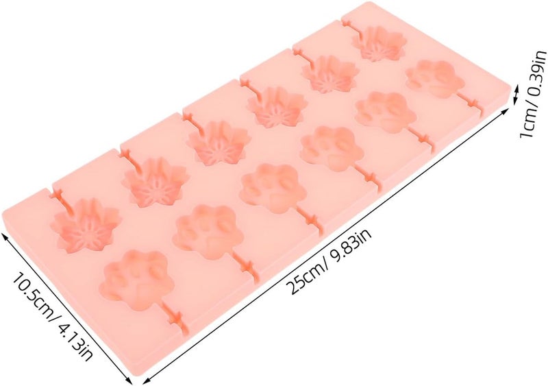 Silicone Baking Mold for Lollipop and Candy Making, Non-stick Dessert Mold with Cover, 12-cavity Cherry Blossom and Cat Paw Design, DIY Candy and Chocolate Baking Supplies - Image 2
