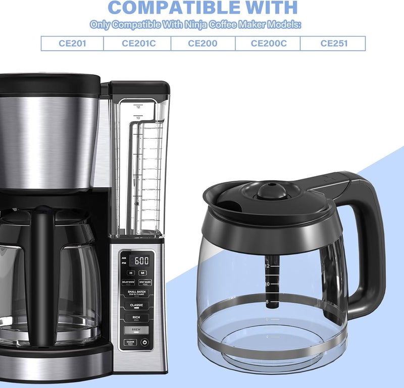 إبريق قهوة سعة 12 كوب بديل، متوافق مع طرازات ماكينات تحضير القهوة Ninja Coffee Brewer: CE251، CE201، CE201C، CE200، CE200C. الرقم الطراز: XGLSLID200 - Image 2
