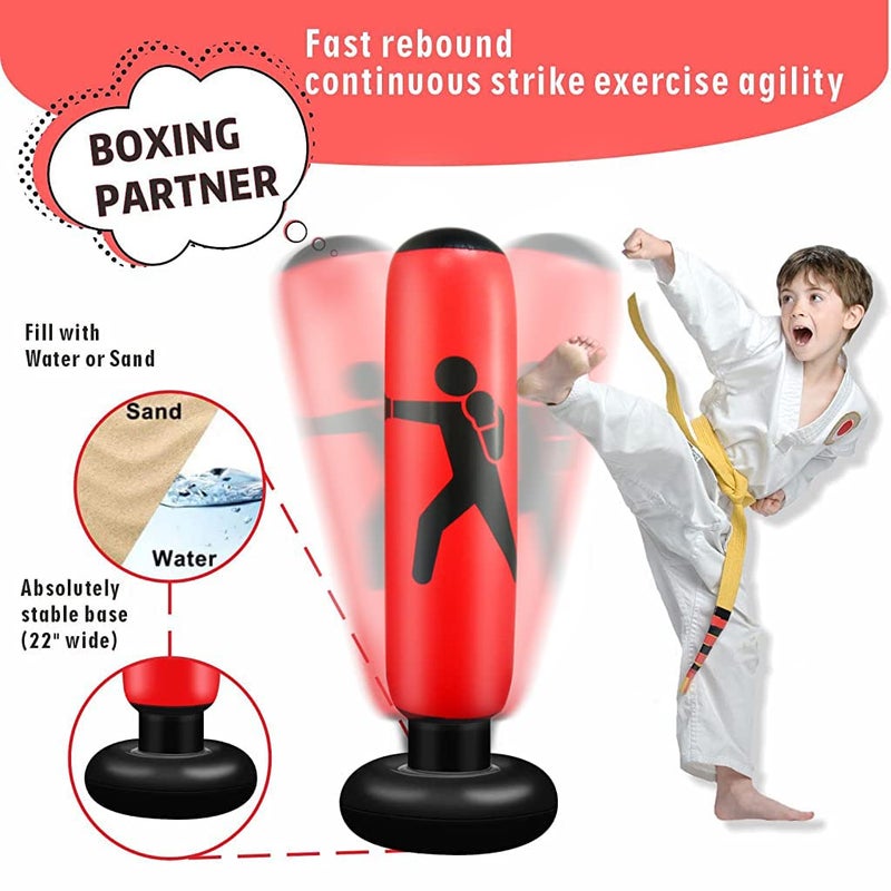 Optifit ® Inflatable Punching Bag for Kids Adults, Punching Bag Karate Inflated Toy Gifts for Boys and Girls, Boxing Bag for Immediate Bounce-Back for Taekwondo, Relieve Pent Up Energy - Image 2