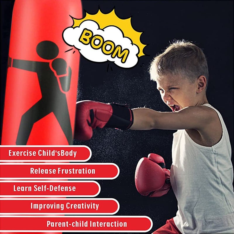 Optifit ® Inflatable Punching Bag for Kids Adults, Punching Bag Karate Inflated Toy Gifts for Boys and Girls, Boxing Bag for Immediate Bounce-Back for Taekwondo, Relieve Pent Up Energy - Image 5