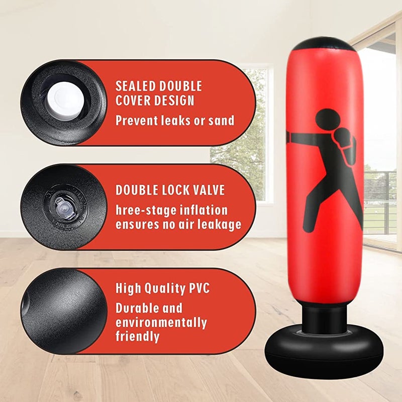 Optifit ® Inflatable Punching Bag for Kids Adults, Punching Bag Karate Inflated Toy Gifts for Boys and Girls, Boxing Bag for Immediate Bounce-Back for Taekwondo, Relieve Pent Up Energy - Image 4