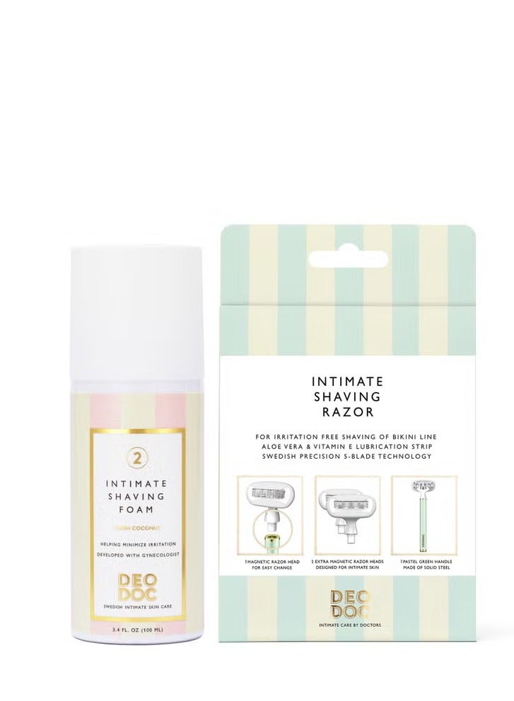 DeoDoc Razor Green , DeoDoc shaving foam Fresh Coconut - Image 1