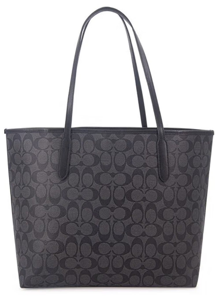 coachoutlet Coach City Tote Bag Iconic Printed Women's Fashion Multifunctional Large Capacity Large Size Grey Black Tote Bag - Image 1