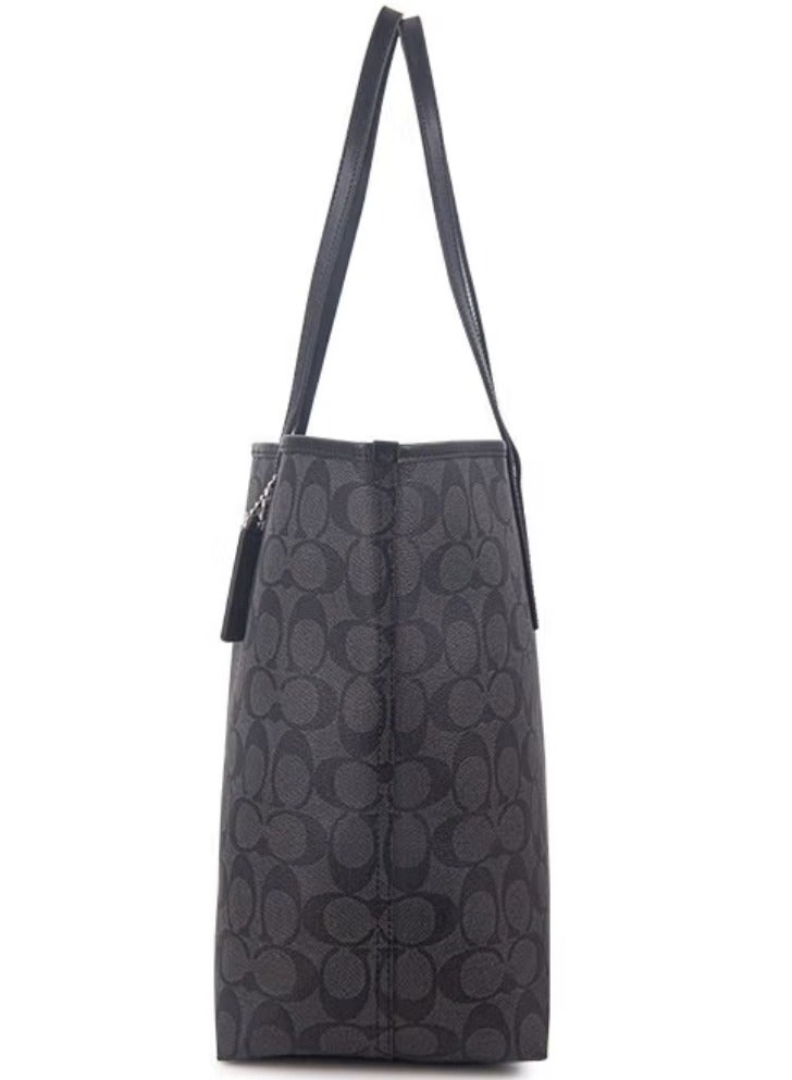 coachoutlet Coach City Tote Bag Iconic Printed Women's Fashion Multifunctional Large Capacity Large Size Grey Black Tote Bag - Image 3