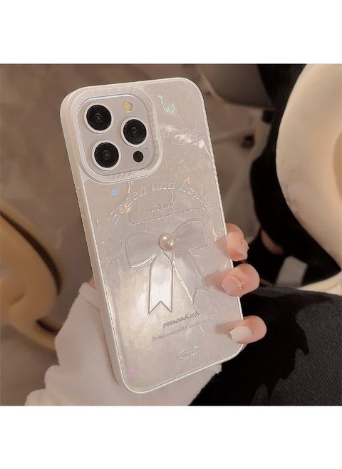 Shell Texture Compatible with iPhone 15/16 Pro Max 3D Pearl Bow Elegant Protective Case