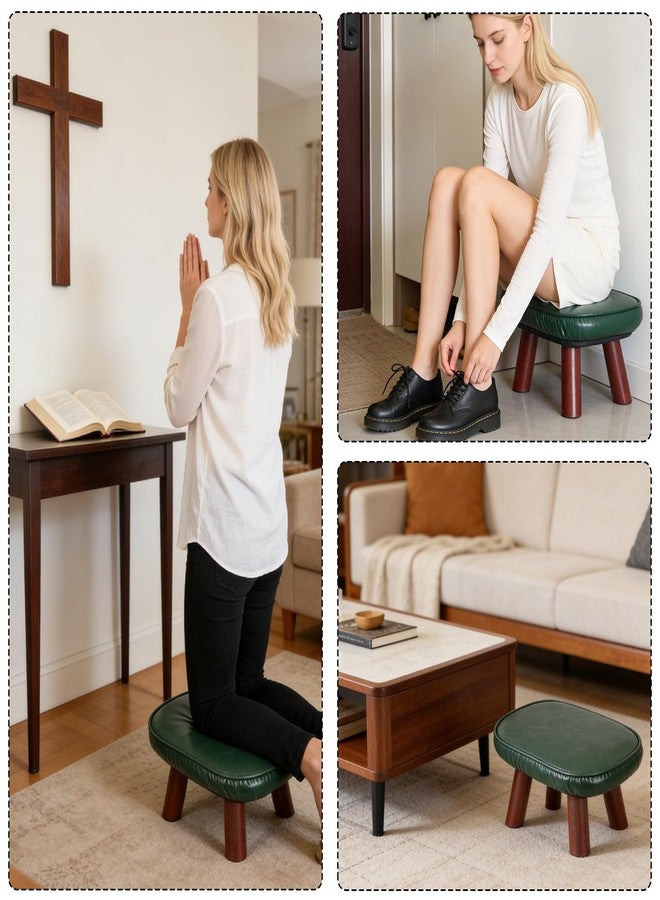 AIHSUMC Prayer Kneeler with PU Leather Cushion, Wooden Prayer Bench with Solid Wood Legs, Thick Padded Kneeling Stool for Home Prayer & Meditation - Image 4