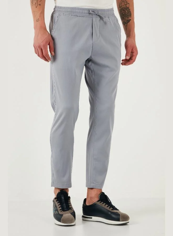 Buratti  Buratti Cotton Slim Fit Elastic Waist Straight Leg Trousers Men's TROUSERS 5545S87JMILANO for Men | Best Price UAE