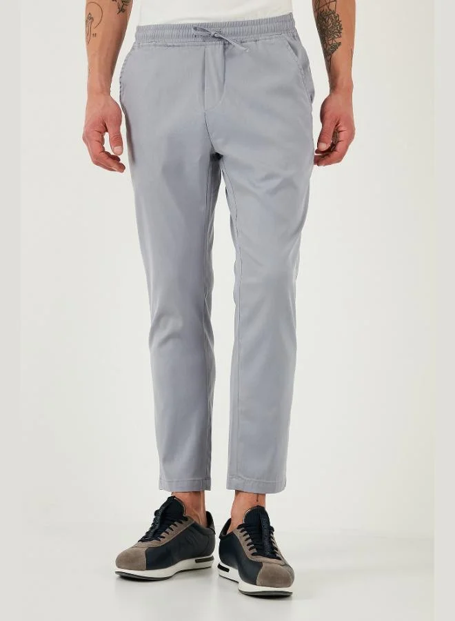 Buratti  Buratti Cotton Slim Fit Elastic Waist Straight Leg Trousers Men's TROUSERS 5545S87JMILANO for Men | Best Price UAE