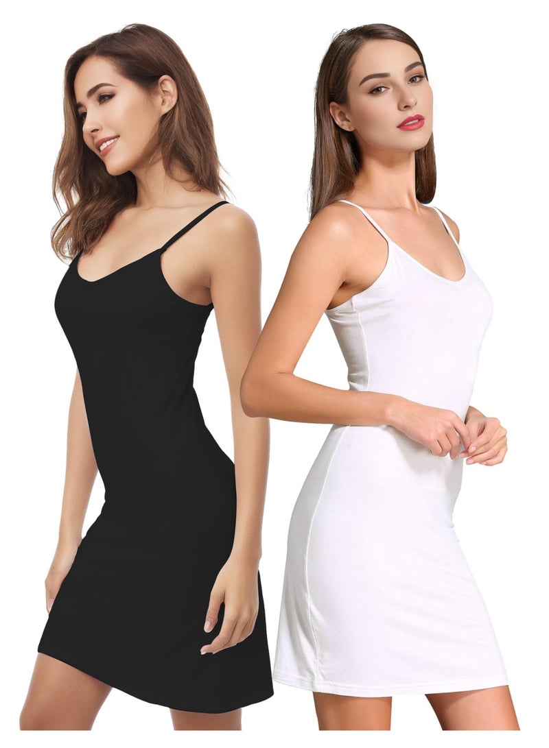 NajmStyle Full Slips for Women Under Dresses Sleeveless Adjustable Spaghetti Straps Mini Cami Dress - Image 3