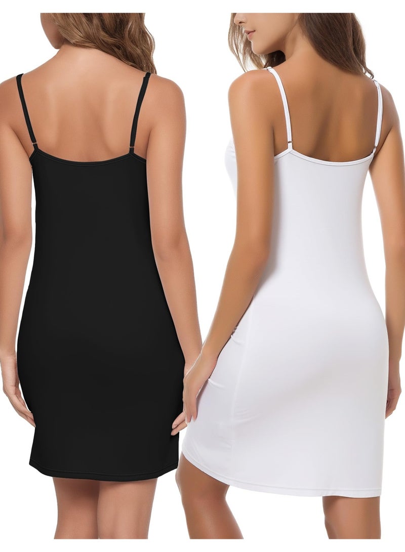 NajmStyle Full Slips for Women Under Dresses Sleeveless Adjustable Spaghetti Straps Mini Cami Dress - Image 2