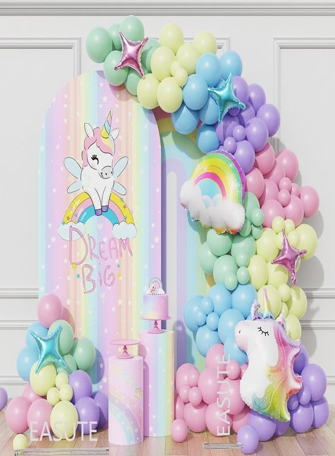 EASUTE 158pcs Unicorn Birthday Decorations, Unicorn Balloons Arch Kit Pastel Pink Blue Yellow Balloons with Rainbow Balloon for Girl Unicorn Party Decoration Baby Shower Supplies - Image 1
