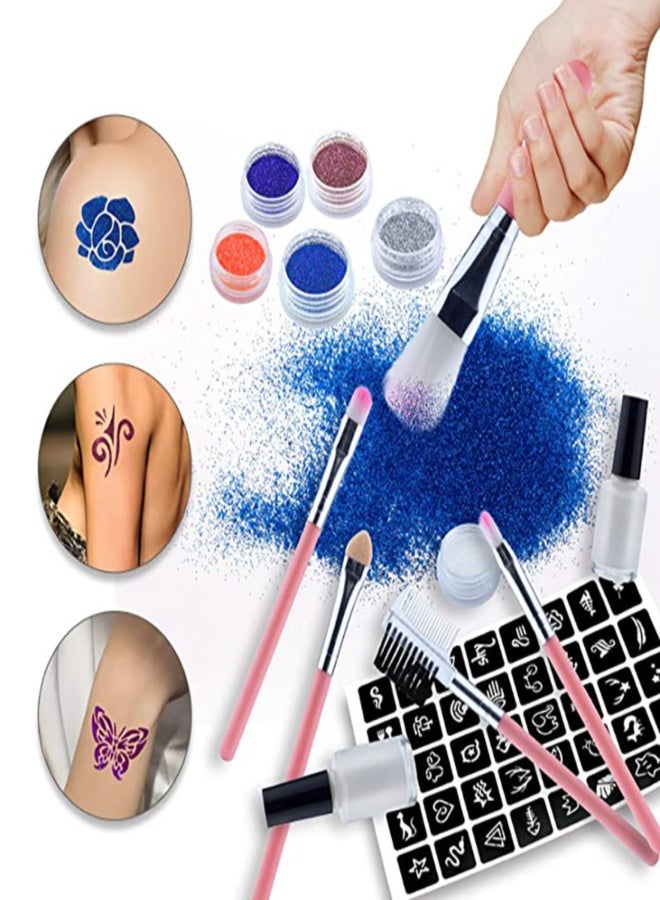 مجموعة وشم لامعة مرصعة بالألماس مكونة من 31 لونًا، مكياج مسرحي لامع ملون (يشمل فرشاة، غراء، ملصق) - Image 2