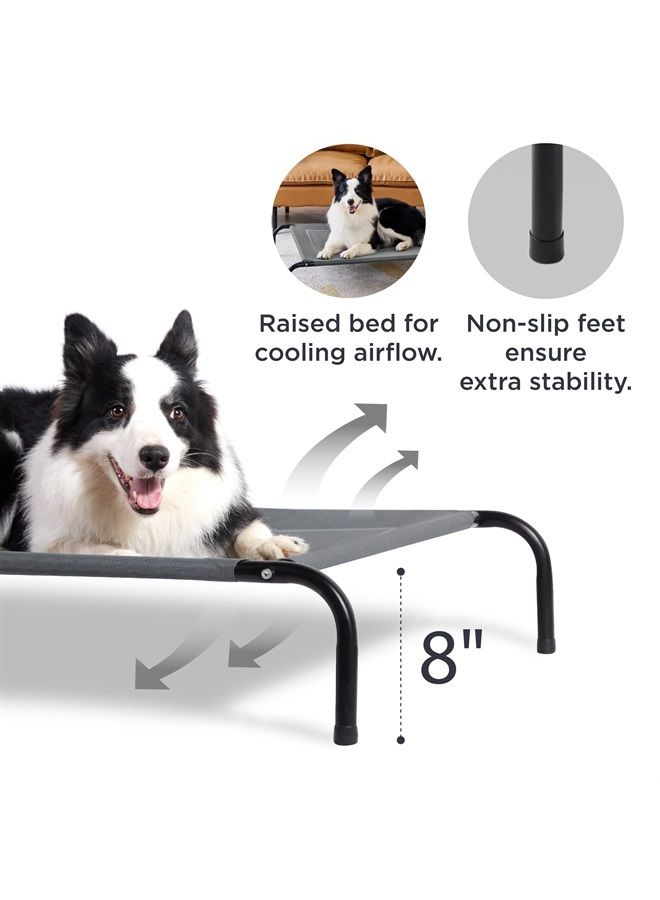 Bedsure Large Elevated Cooling Outdoor Dog Bed - Raised Dog Cots Beds for Large Dogs, Portable Indoor & Outdoor Pet Hammock Bed with Skid-Resistant Feet, Frame with Breathable Mesh, Grey, 49 inches