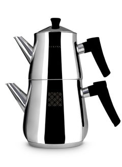 Serenk Stainless Steel Turkish Teapot Set, 1L Teapot & 2L Lower Pot, Double-Stacked Design, Induction Compatible, Mirror Polished Finish, Serenk Definition Series  - Image 1