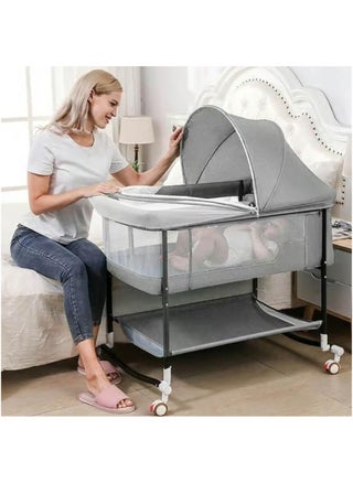 Gonice baby Crib, Folding Bedside Crib Sleeper, baby bassinet bedside sleeper with Breathable Mosquito Net,Portable Baby Nursery Bed Adjustable Height,Cradle mode - Grey - pzsku/ZB7E8FB23E730EDCFB625Z/45/_/1713514647/b019c768-2a6c-4548-a9ba-ab4479be55e9