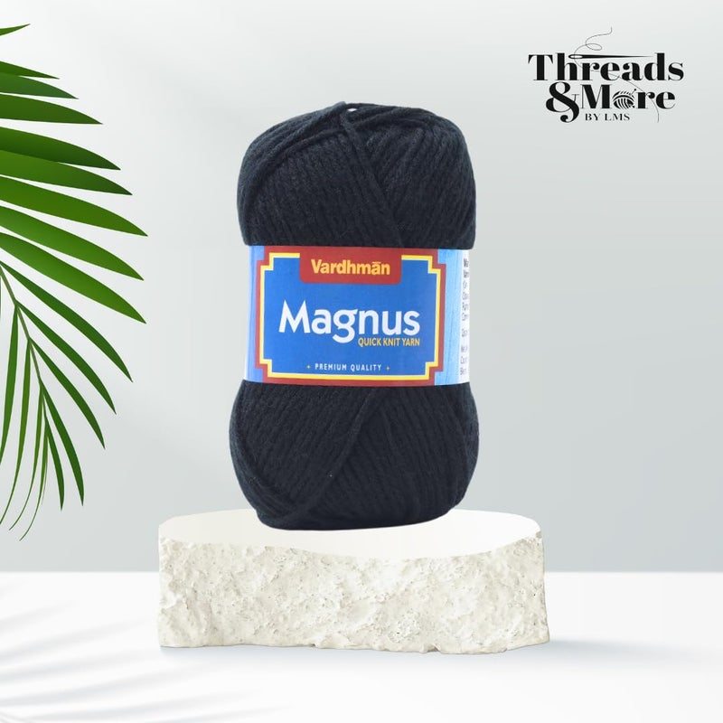 Vardhman Threads Vardhaman Magnus Yarn Acrowool Acrylic Hand Knitting and Crochet Yarn. Pack of 1 Ball - 100Gms,4 ply (Acrylic Wool Yarn) (Black) - Image 5