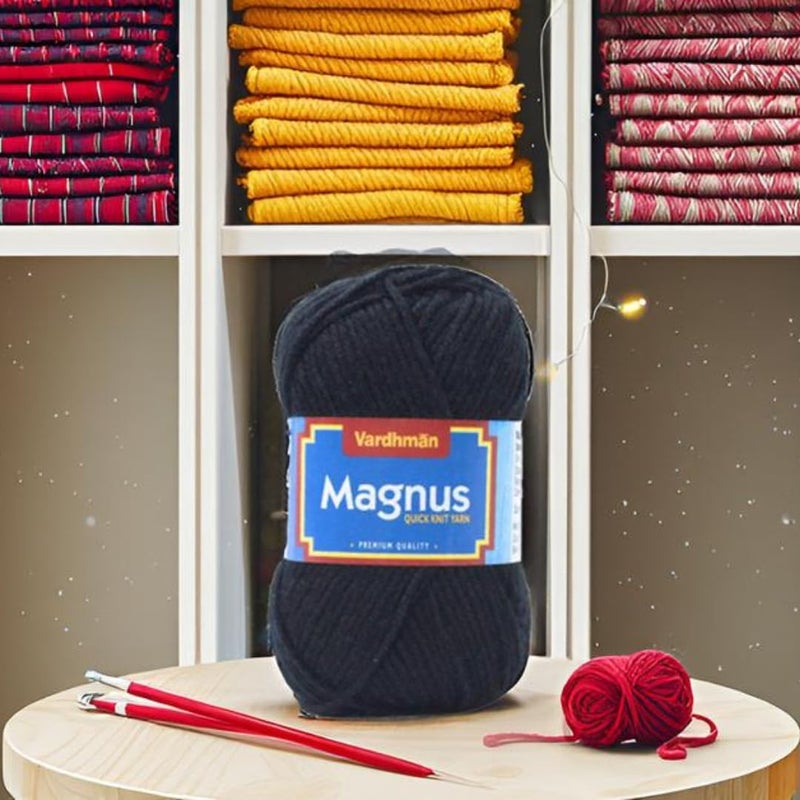 Vardhman Threads Vardhaman Magnus Yarn Acrowool Acrylic Hand Knitting and Crochet Yarn. Pack of 1 Ball - 100Gms,4 ply (Acrylic Wool Yarn) (Black) - Image 3