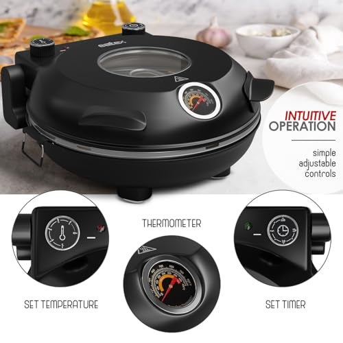 Eatex Electric Pizza Oven Indoor, 12 Inch Countertop Pizza Oven, Portable Stone Pizza Oven, Heats up to 790°F for Crispy Crust, Pizza Maker Machine for Home – Black - Image 2