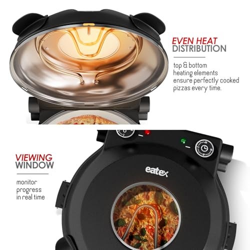 Eatex Electric Pizza Oven Indoor, 12 Inch Countertop Pizza Oven, Portable Stone Pizza Oven, Heats up to 790°F for Crispy Crust, Pizza Maker Machine for Home – Black - Image 4